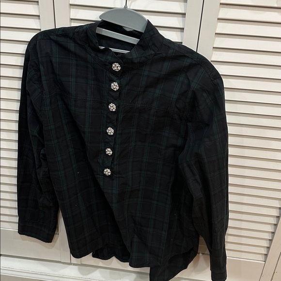J crew Plaid Button-Up rhinestone shirt - Picture 2 of 5